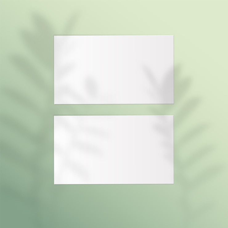 Vettore biglietto da visita realistico cartone vuoto bianco con sovrapposizione di ombre di piante domestiche mockup di identità del marchio pagine di carta quadrate fogli di cancelleria per ufficio con spazio di copia illustrazione vettoriale