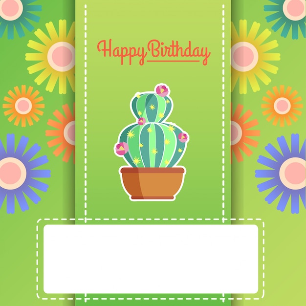 Biglietto di auguri con illustrazione di cactus carino