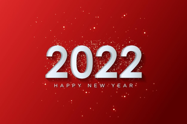Biglietto di auguri di felice anno nuovo 2022 con sfondo rosso