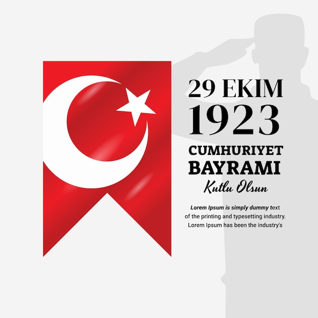 Biglietto di auguri per la festa della Repubblica turca 29 Ekim instagram post premium design