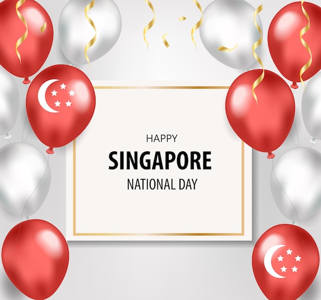 Biglietto di auguri per la festa nazionale di Singapore, modello per il tuo design. Giorno dell'Indipendenza. Illustrazione vettoriale.