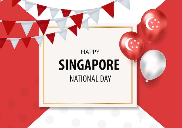 Biglietto di auguri per la festa nazionale di Singapore, modello per il tuo design. Giorno dell'Indipendenza. Illustrazione vettoriale.