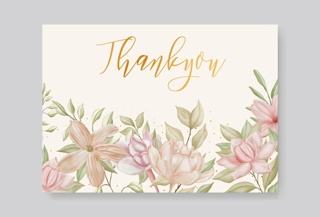 Biglietto di ringraziamento per matrimonio floreale romantico disegnato a mano