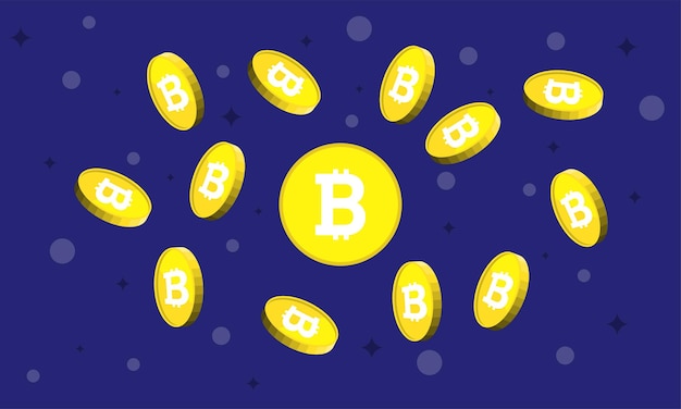 BINCOIN banner sfondo Illustrazione di monete che cadono