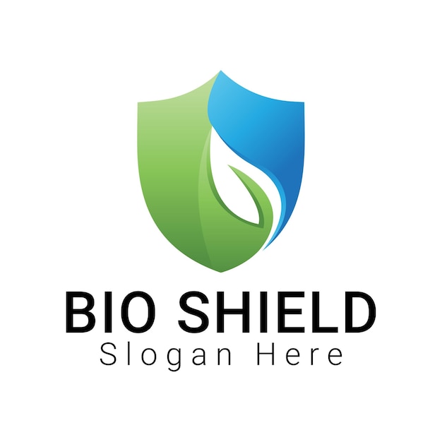Bio Shield Logo Design Ecologia Friendly Logotype Green Nature Leaf Logo