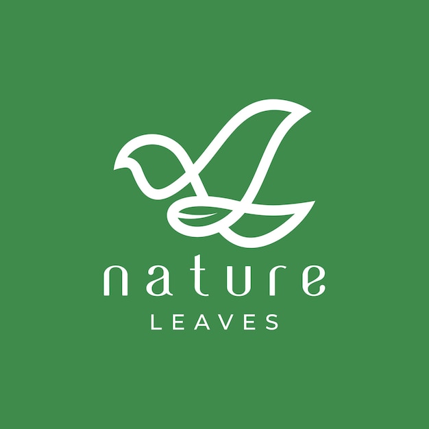 Bird Green Nature Leaf Line Outline Logo Design