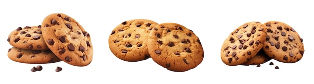 Biscotti con scaglie di cioccolato isolati su bianco
