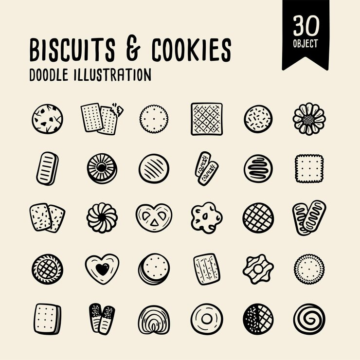 Vettore biscotti e biscotti illustrazione vettoriale illustrazione contorno stile doodle illustrazione