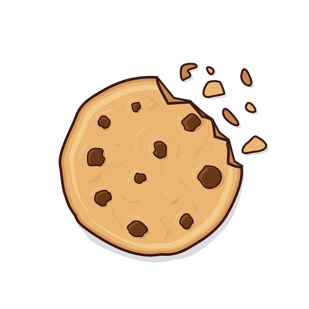 biscotti morsi. mordere il biscotto al cioccolato. biscotto morso. mordere i biscotti. icona del logo vettoriale del biscotto al cioccolato