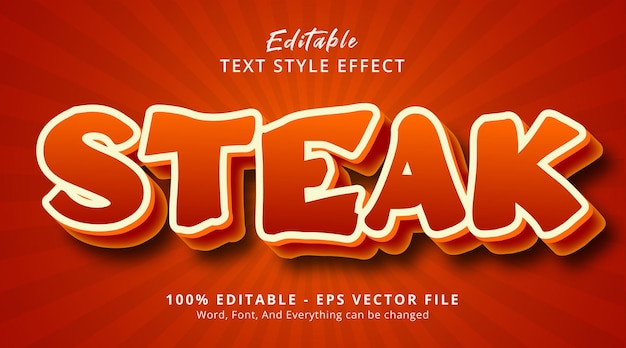 Bistecca di testo su appetitoso effetto stile colore, effetto testo modificabile