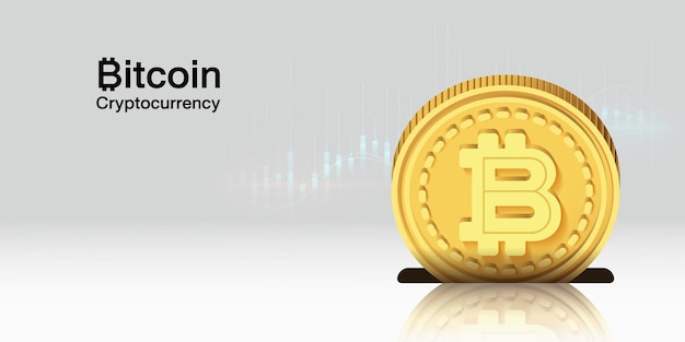 Bitcoin Crypto valuta Oro BTC su sfondo bianco Tecnologia Blockchain