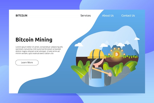 Bitcoin Cryptocurrency Mining Landing Page Illustration