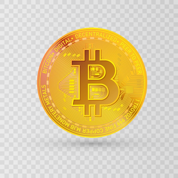 Bitcoin moneta d'oro Simbolo di criptovaluta Bitcoin isolato su sfondo luminoso con raggi luminosi di