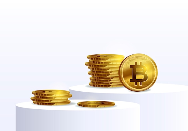 Bitcoin moneta elettronica Modello di criptovaluta per una pagina web Banner illustrazione vettoriale