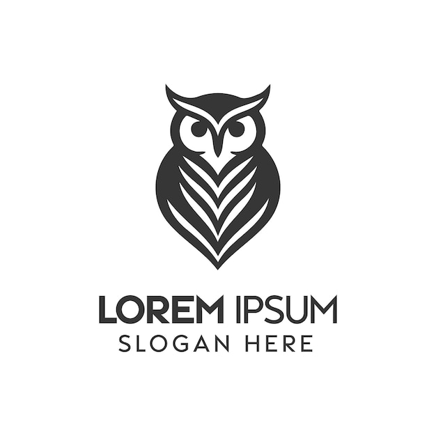 Black and White Owl Logo Design per un'identità di marchio moderna
