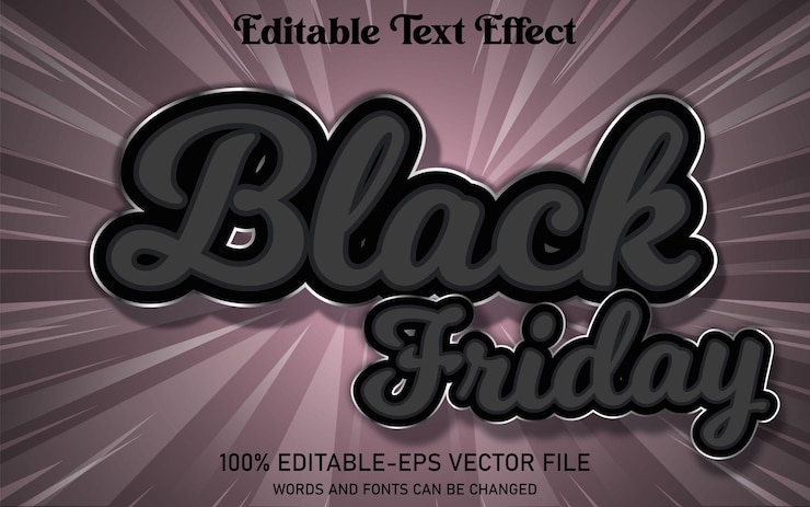 Vettore black friday 3d effetto di testo modificabile vettoriale con sfondo