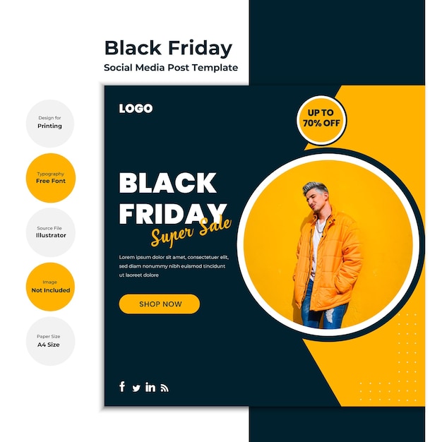 Black Friday, post design creativo e moderno sui social media