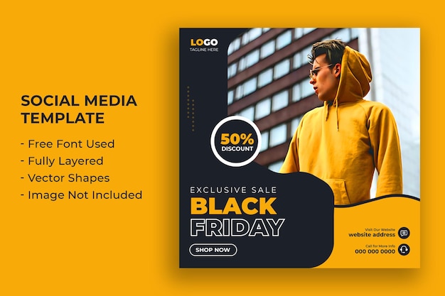 Black Friday Sale Social Media Post su Instagram o modello di banner web
