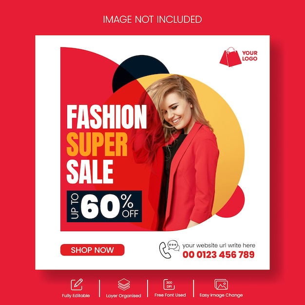 Black Friday super vendita post sui social media o modello di banner pubblicitari Instagram