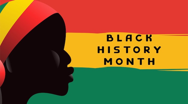 Black History Month Design Poster con illustrazione vettoriale del carattere della ragazza afro