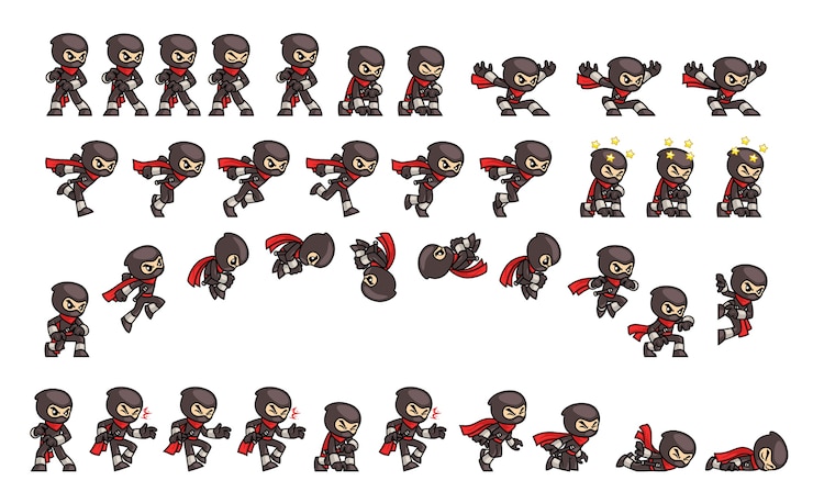 Black Ninja Game Sprites