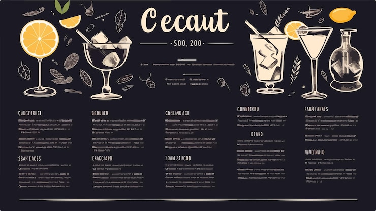 Vettore black vintage cocktail menu poster template vector