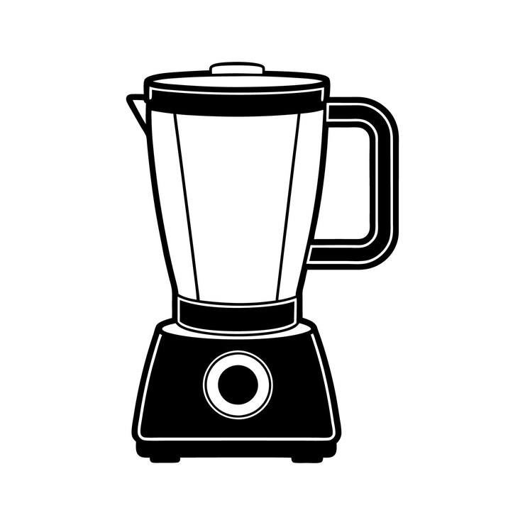 Blender Line Art in bianco e nero Illustrazione di elettrodomestici da cucina minimi per cibo e cottura