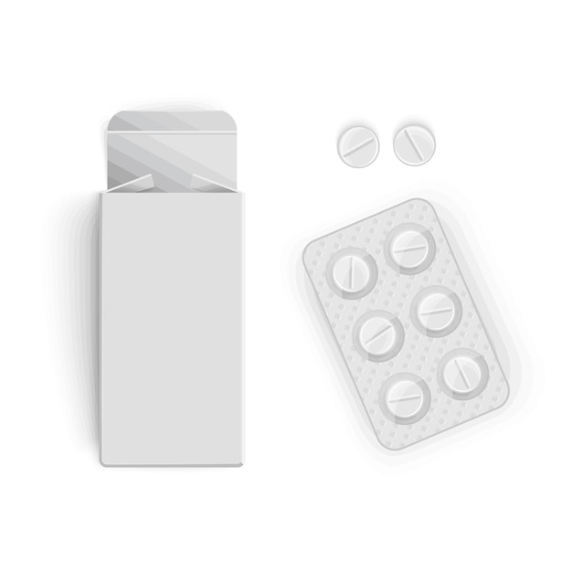 Blister con pillole per il trattamento di malattie e dolore isolate su briciolo Pacchetto di farmaci per compresse