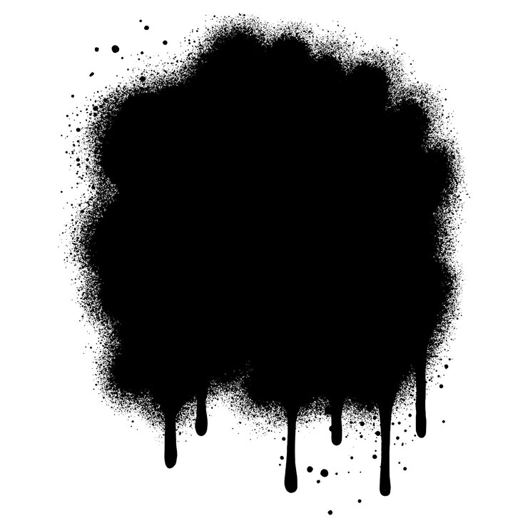 Vettore blocchi di spray in stile inchiostro nero e macchie di vernice spray e texture grunge