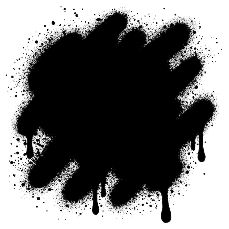 Vettore blocchi di spray in stile inchiostro nero e macchie di vernice spray e texture grunge