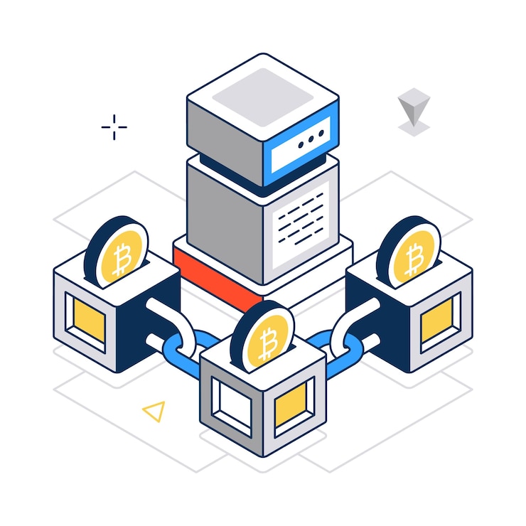 Vettore blockchain concetto vettoriale isometrico stile stock illustrazione file eps