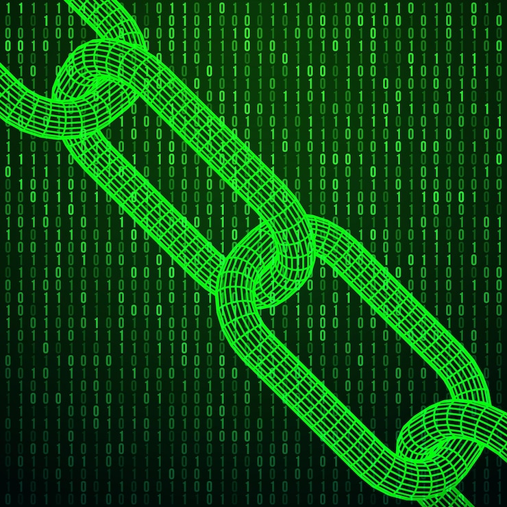 Vettore blockchain cripto valuta bitcoin internet globale in tutto il mondo abstract matrix background binario