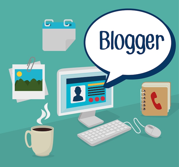 Blog design, illustrazione vettoriale.