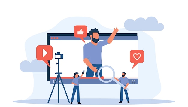 Blogger che registra video multimediali sulla fotocamera