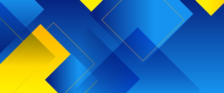 Vettore blu e giallo moderno e semplice striscione astratto vettoriale con forme geometriche per la presentazione di sfondo sfondo carta da parati striscione brochure web layout e copertina