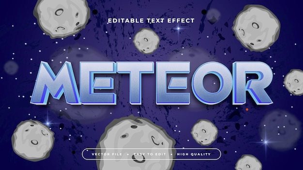 Blu e grigio grigio meteorite 3D stile di carattere di effetto di testo modificabile
