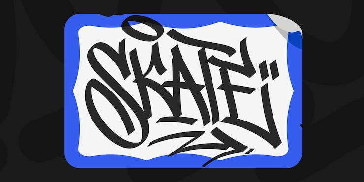 Vettore blue abstract flat graffiti style sticker con alcune illustrazioni vettoriali di street art