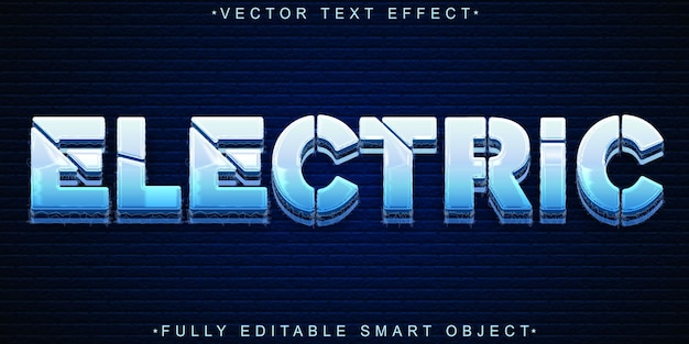 Blue Electric Shock Vector Effetto di testo dell'oggetto intelligente completamente modificabile