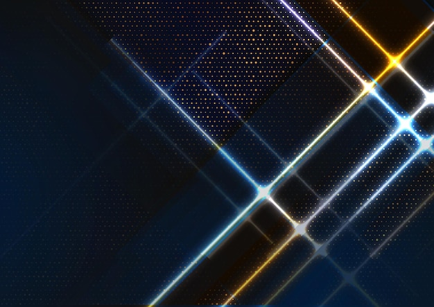 Blue giallo luminose linee al neon astratto retro tech sfondo