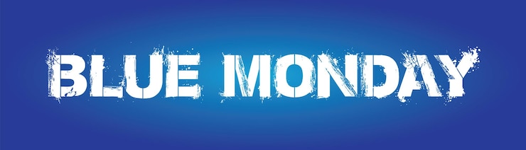 Vettore blue monday concetto di stile 3d gennaio il terzo lunedì di ogni illustrazione vettoriale di capodanno
