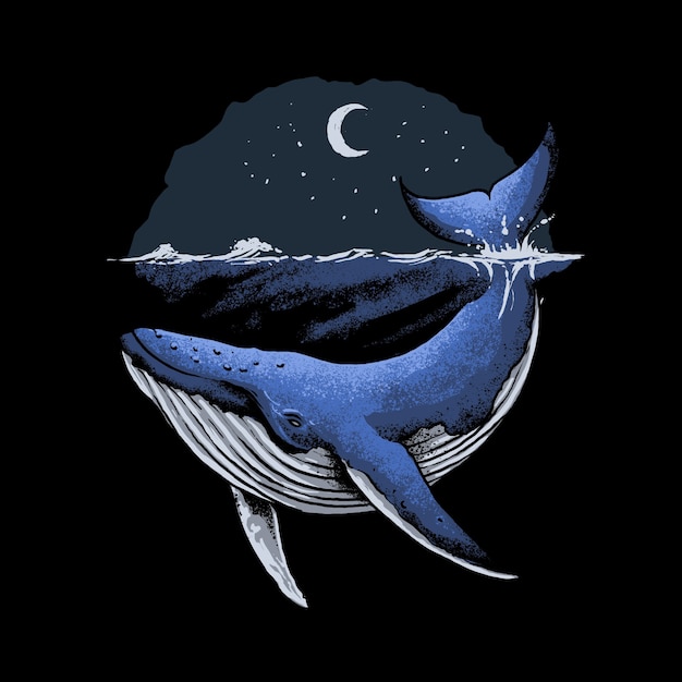 Blue Whale Ocean illustrazione