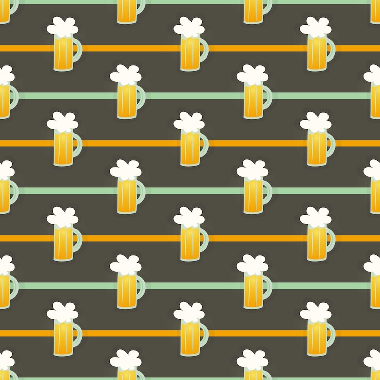 Vettore boccale di birra in vetro arancione senza cuciture su un marrone. illustrazione vettoriale