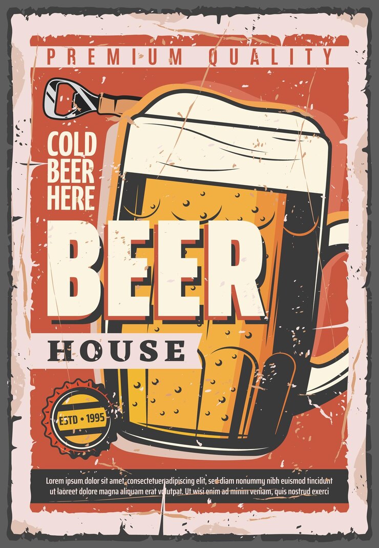 Vettore boccale di birra poster da pub o bar