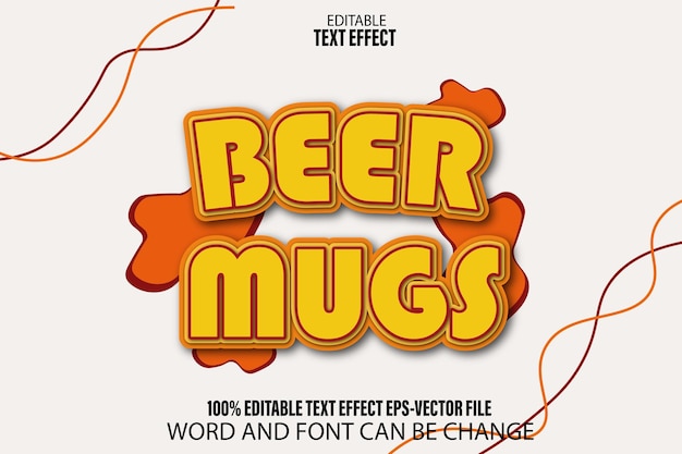 Boccali di birra con effetto di testo modificabile in stile cartone animato