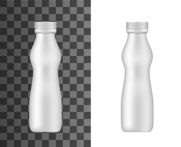 Boccetta curvy realistica del mockup di vettore della bottiglia di plastica