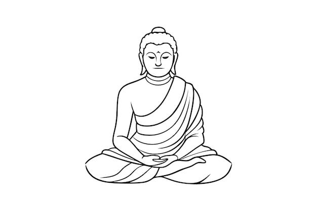 Bodhisattva Line Art Vector Minimalista Nero amp Bianco Contorno Spirituale Disegno buddista sacro
