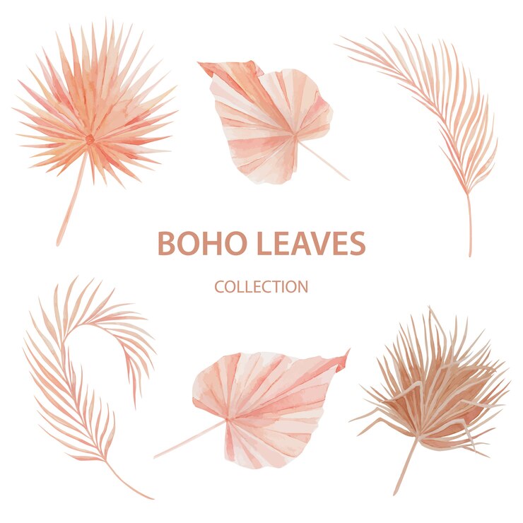 Boho lascia elementi foglia di palma essiccata