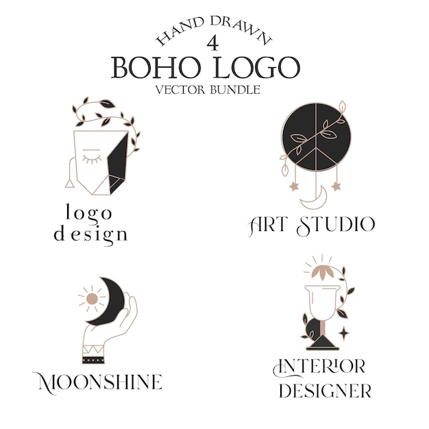 Boho Logo Imposta vettore