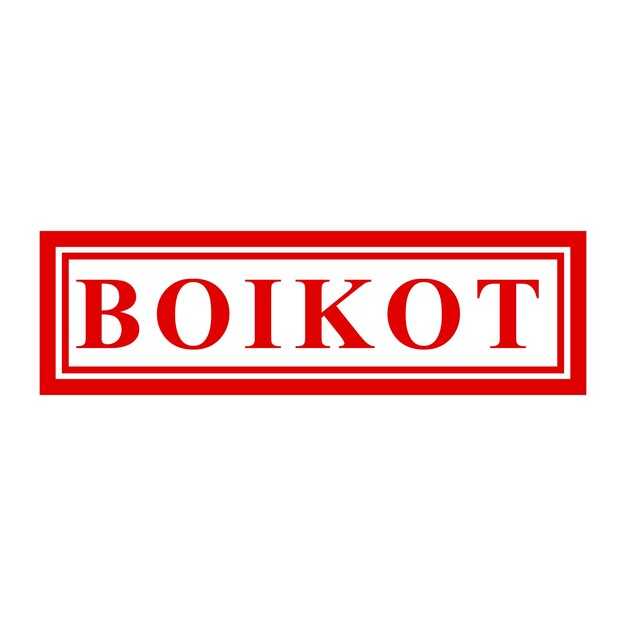 boicottaggio in Indonesia lingua semplice vettore rosso semplice rettangolo vettore effetto francobollo di gomma
