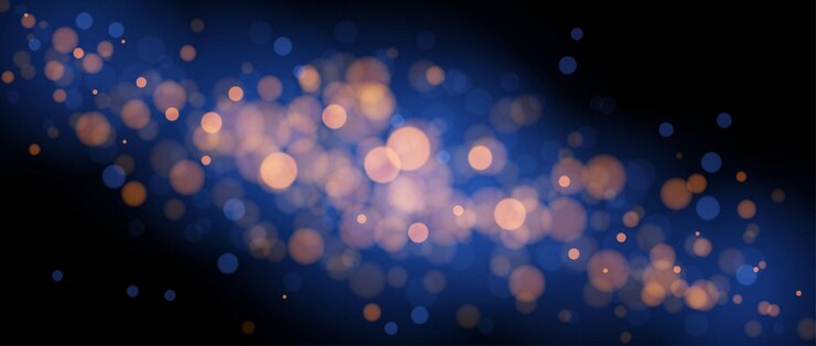 Vettore bokeh dorato sfocato su sfondo blu carta da parati con effetto sfocamento dorato scintille brillanti astratte